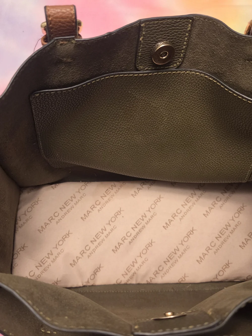 Marc New York Olive Green Leather Tote Purse